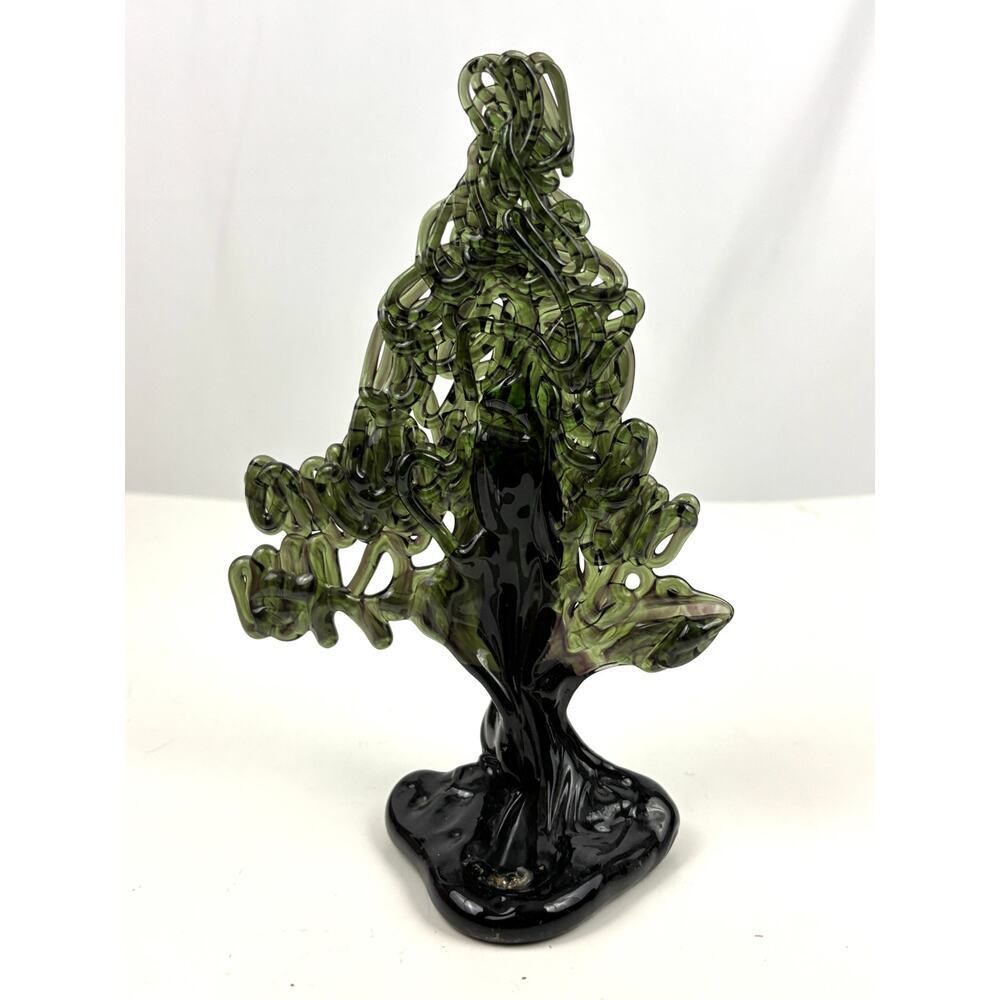 VTG Green 24% Lead Crystal Christmas Tree Peter Kaspar Art Glass‎ Unique Rare